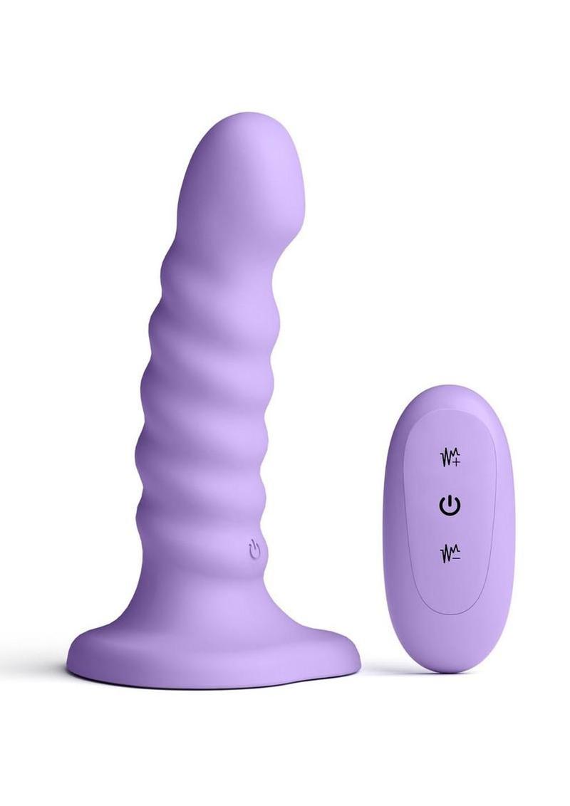 Colours Ribbed Rechargeable Silicone Vibrating Dildo with Remote Control
