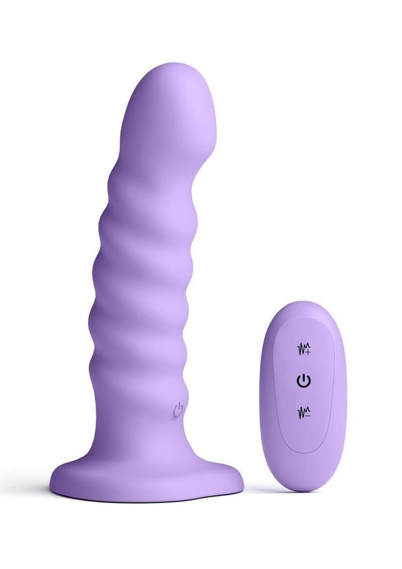 Colours Ribbed Rechargeable Silicone Vibrating Dildo with Remote Control