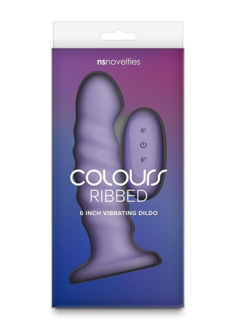 Colours Ribbed Rechargeable Silicone Vibrating Dildo with Remote Control