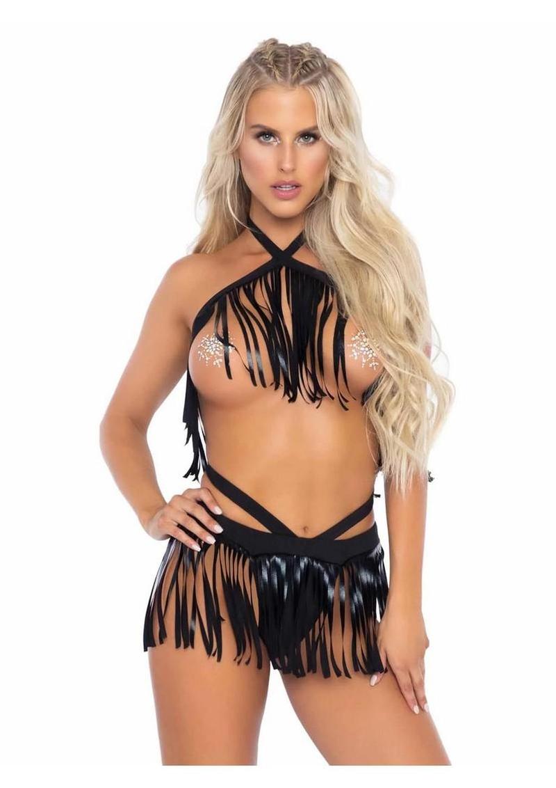Fringe Halter Top and Matching Bikini Bottoms
