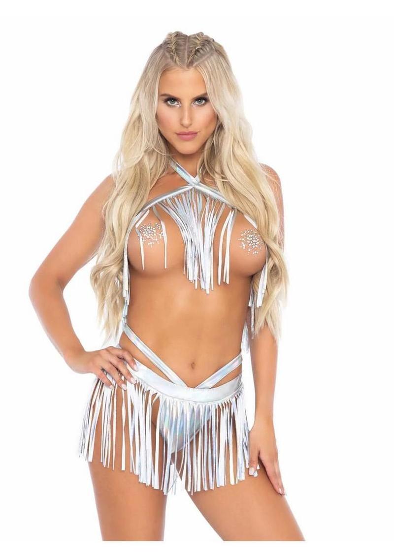 Fringe Halter Top and Matching Bikini Bottoms