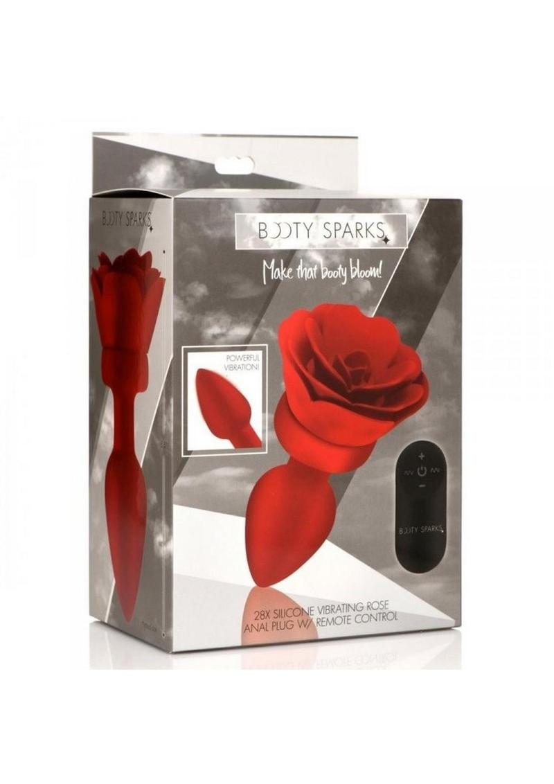 Rechargeable Silicone Vibrating Rose Anal Plug with Remote Control