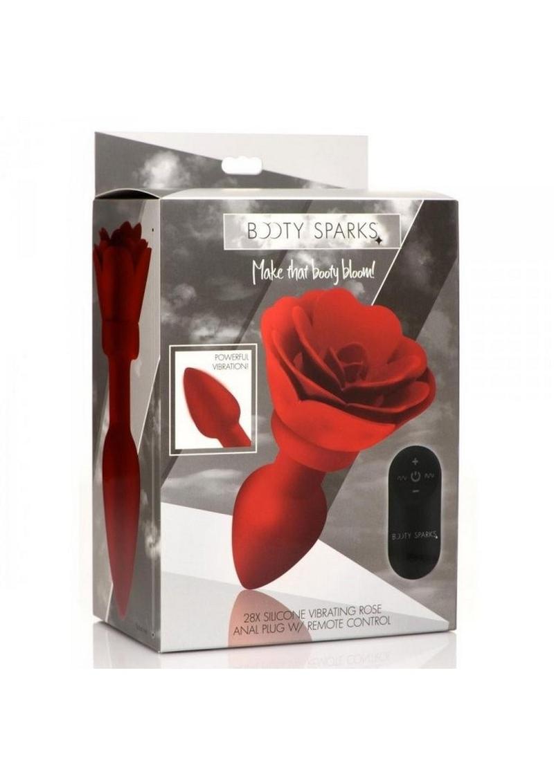 Rechargeable Silicone Vibrating Rose Anal Plug with Remote Control