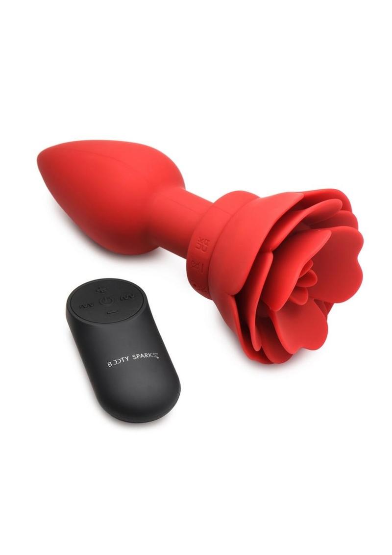 Rechargeable Silicone Vibrating Rose Anal Plug with Remote Control