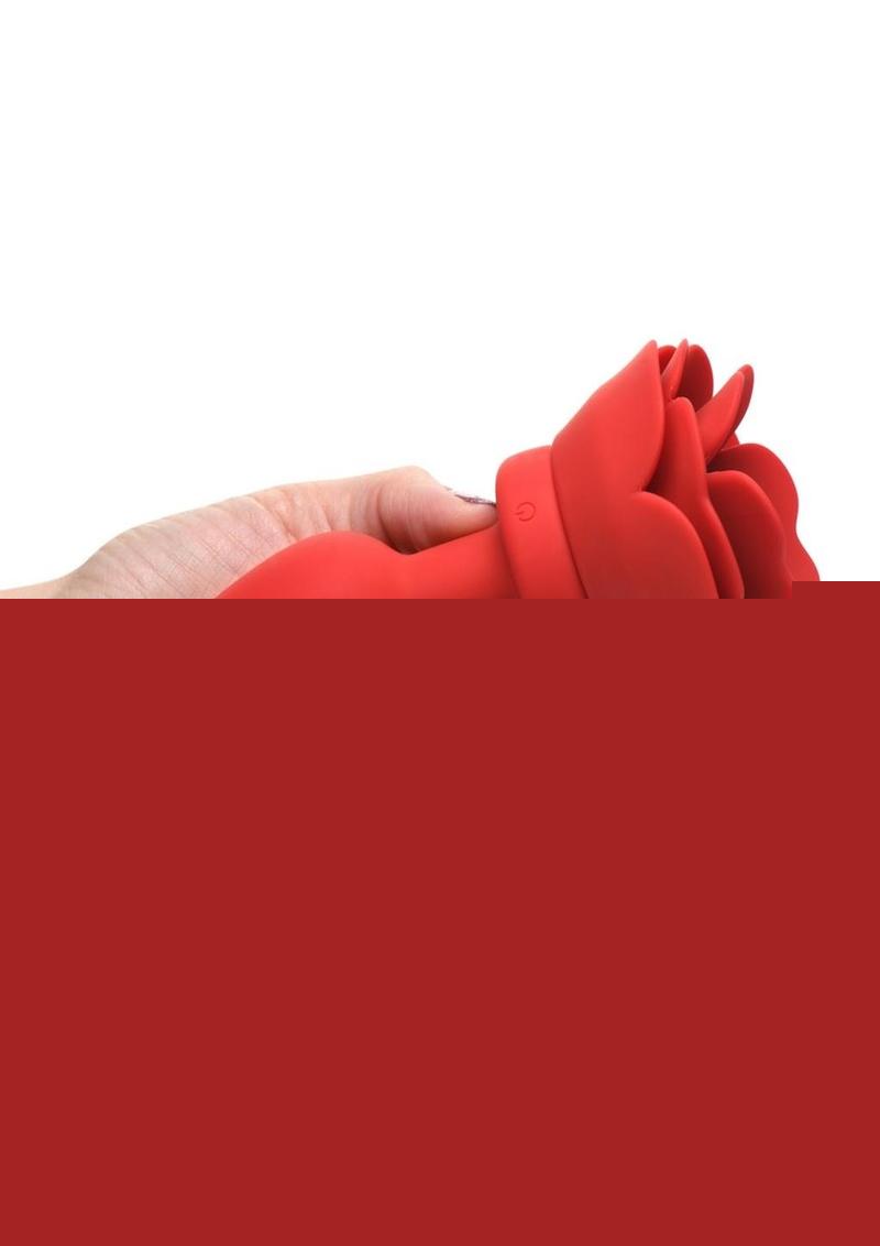 Rechargeable Silicone Vibrating Rose Anal Plug with Remote Control