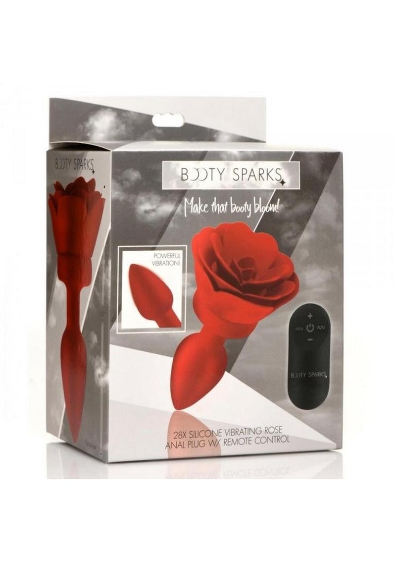 Rechargeable Silicone Vibrating Rose Anal Plug with Remote Control