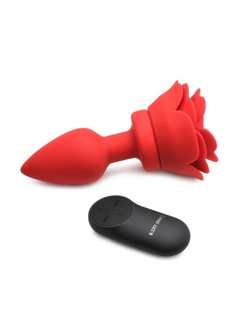 Rechargeable Silicone Vibrating Rose Anal Plug with Remote Control